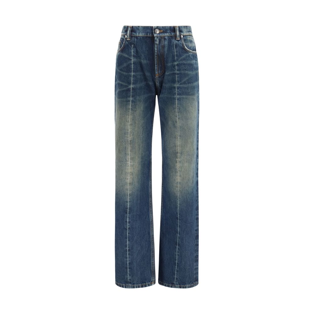 Versace Blue Cotton Straight-Leg Jeans