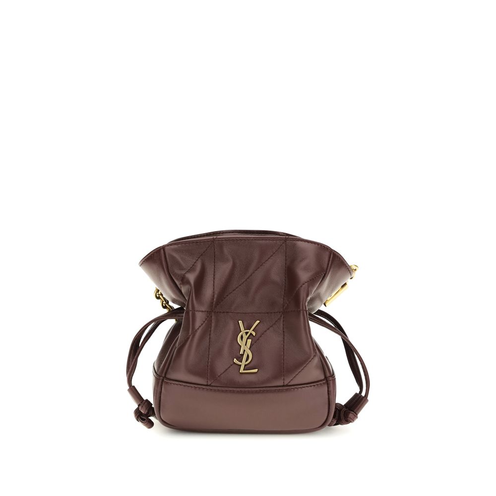Pochette Saint Laurent en cuir d'agneau bordeaux Ovis Aries Aries