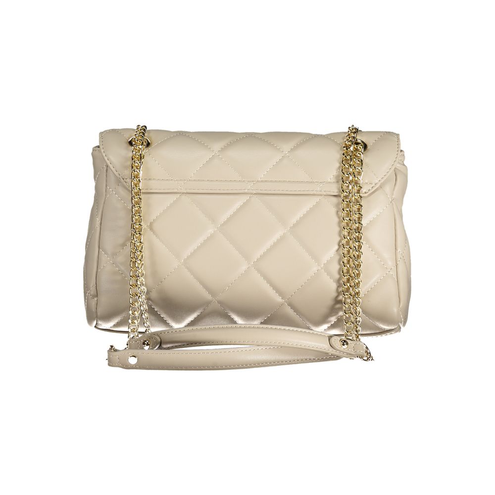 Valentino Damen-Tasche aus beigem Polyurethan mit Kettenhenkeln und Fächern