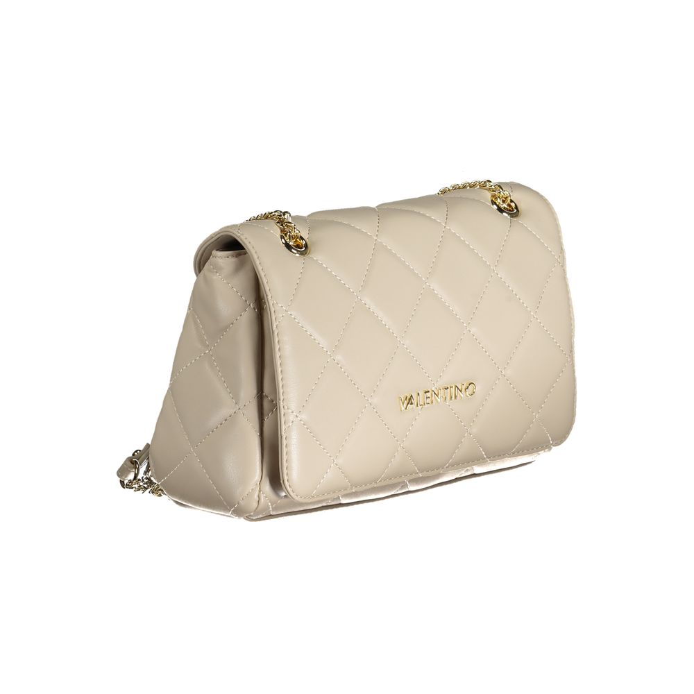 Valentino Damen-Tasche aus beigem Polyurethan mit Kettenhenkeln und Fächern