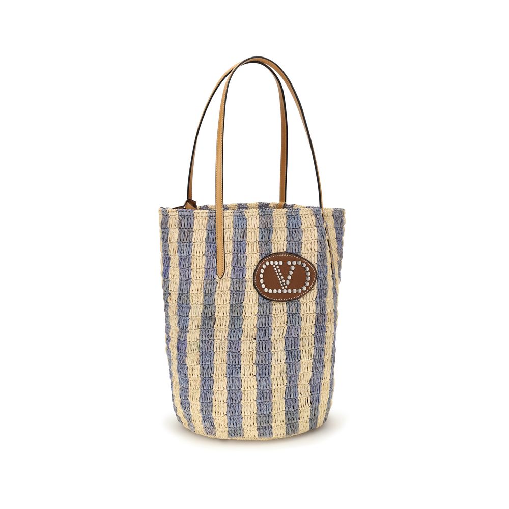 Valentino Garavani Blaue Bast-Korbtasche