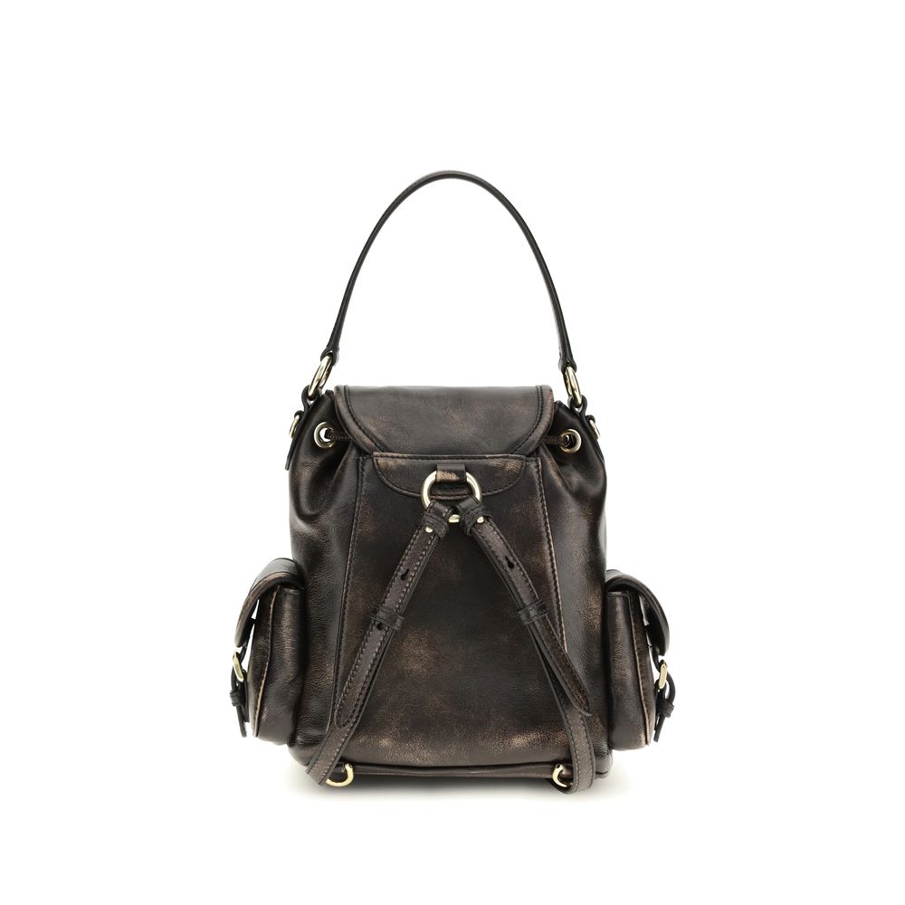 Miu Miu Brown Calf Leather Bos Taurus Backpack