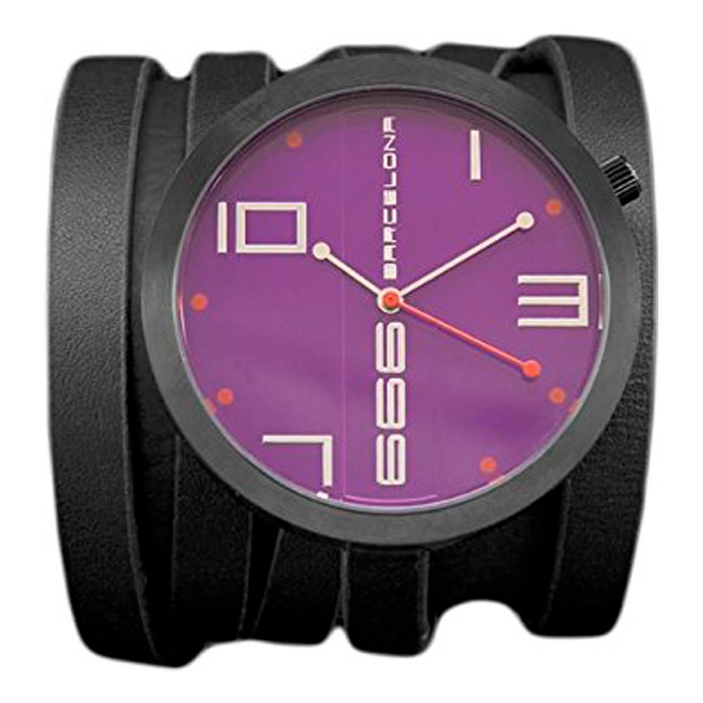 666BARCELONA Black Leather Dress Watch