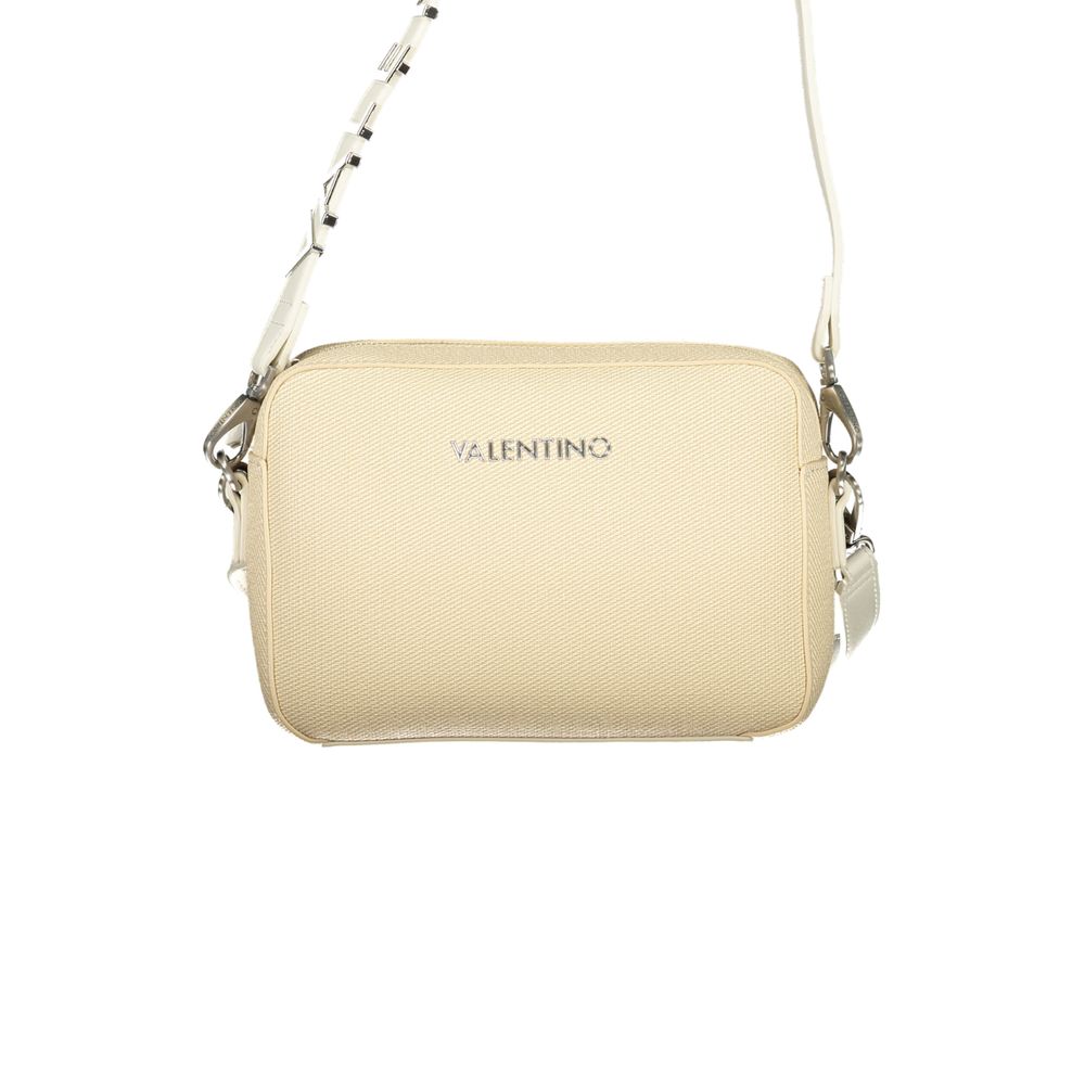 Valentino Damen-Tasche aus beigem Polyurethan mit doppeltem Schultergurt