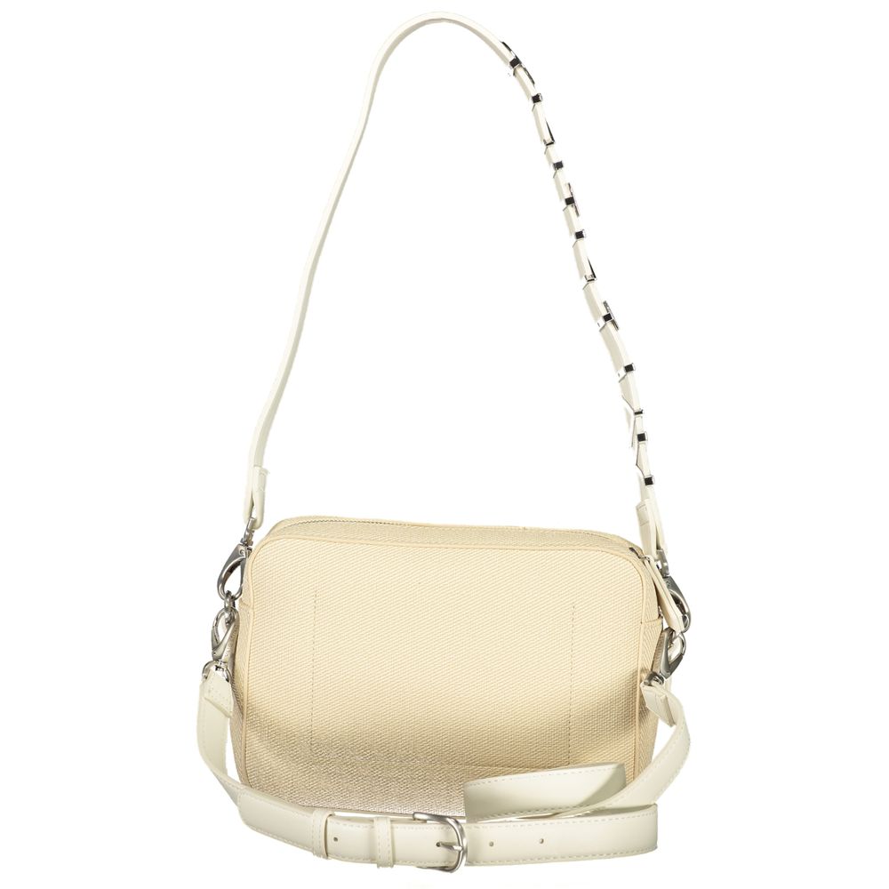 Valentino Damen-Tasche aus beigem Polyurethan mit doppeltem Schultergurt
