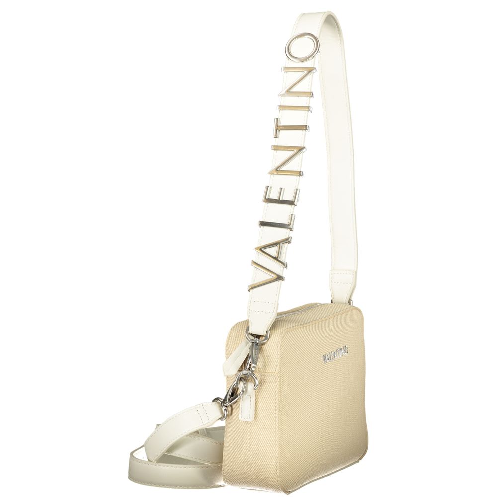 Valentino Damen-Tasche aus beigem Polyurethan mit doppeltem Schultergurt