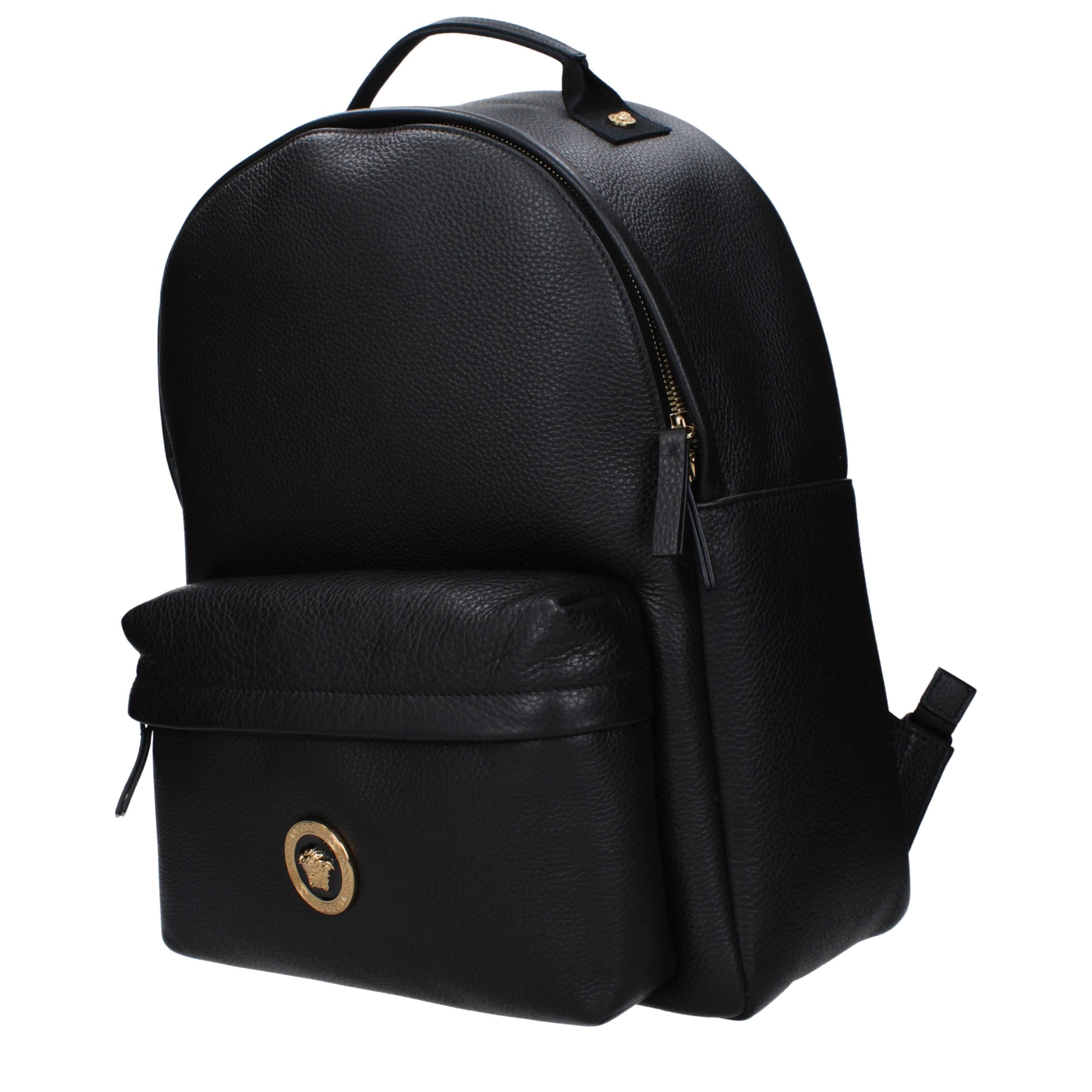 Versace Black Leather Backpack