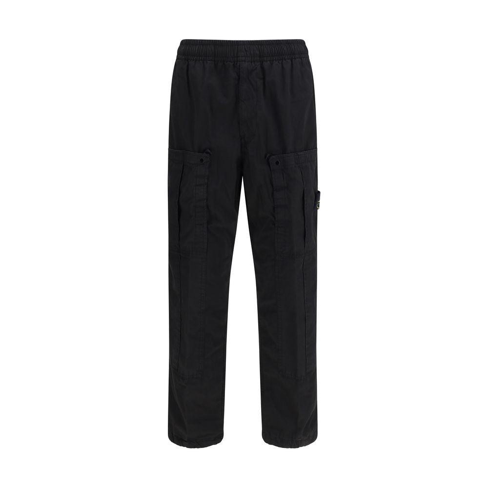 Stone Island Black Cotton Cargo Pants