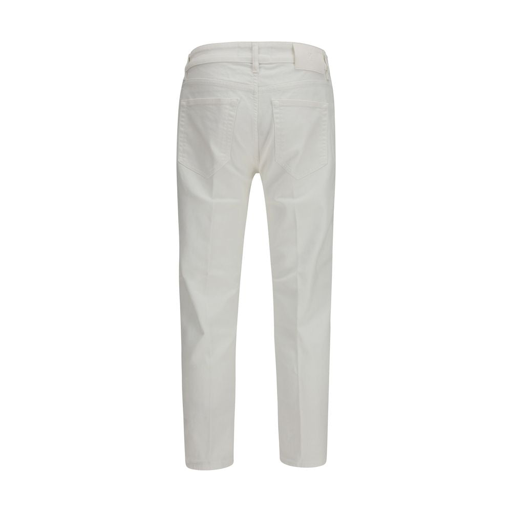 PT Torino White Cotton Tapered Jeans