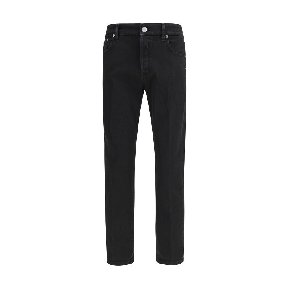 PT Torino Black Cotton Tapered Jeans