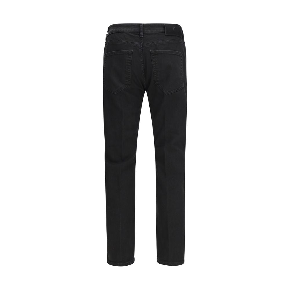PT Torino Black Cotton Tapered Jeans