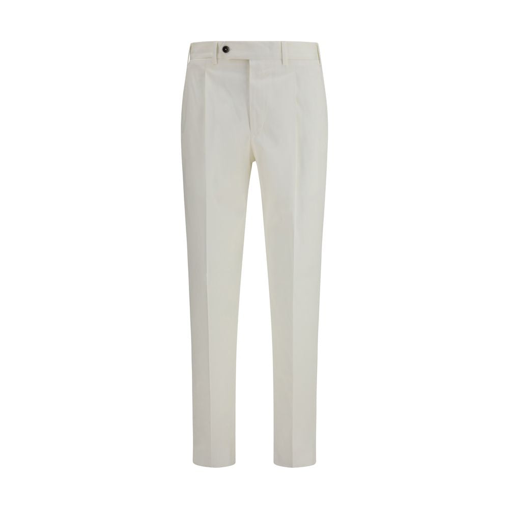 PT Torino White Cotton Casual Pants