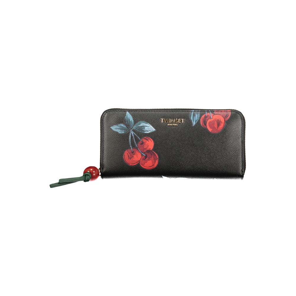 Portefeuille femme en polyuréthane noir Twinset