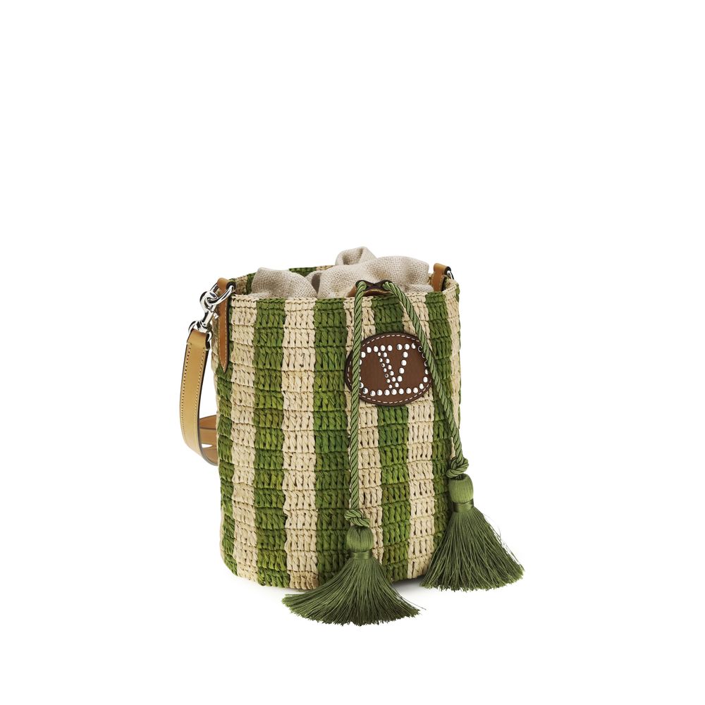 Valentino Garavani Bicolor Raffia Korbtasche