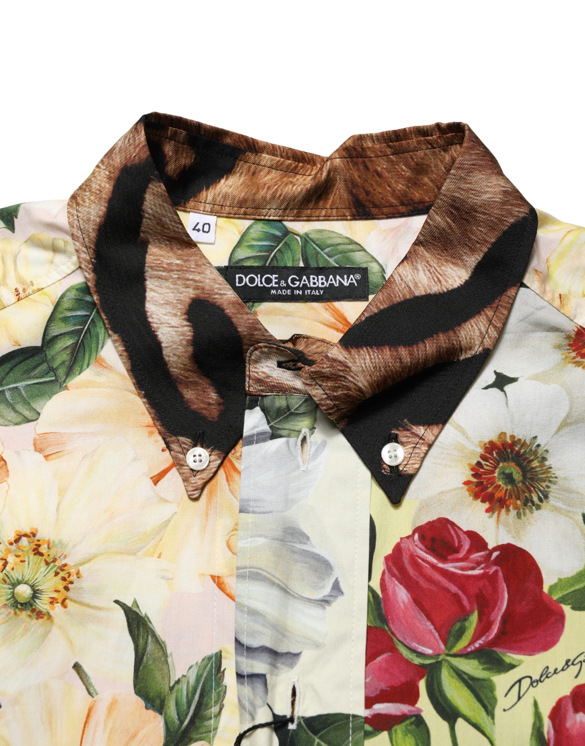 Dolce & Gabbana Buntes Hemd mit Blumen- und Animalprint und Kragen