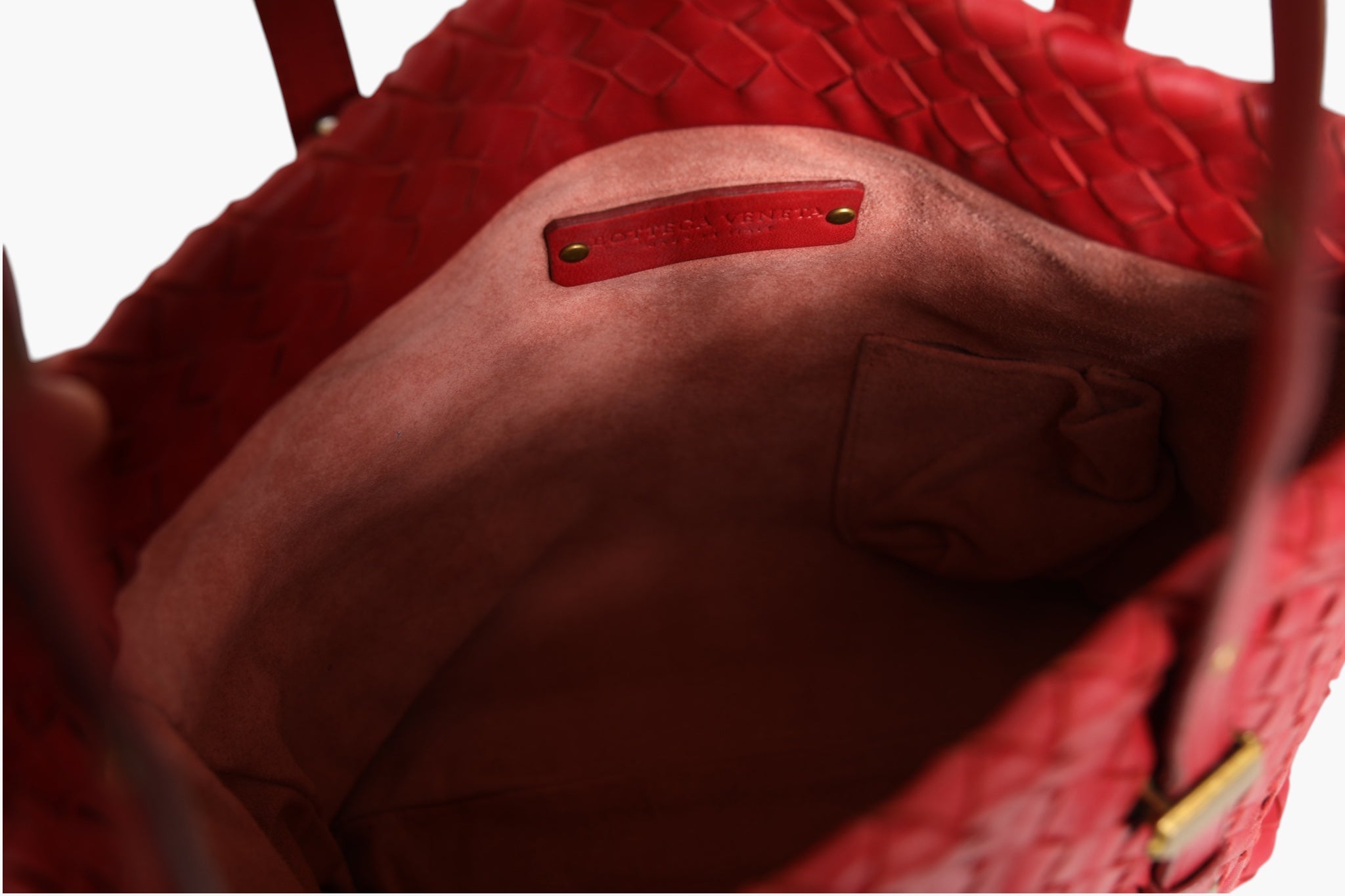 Bottega Veneta Rote Intrecciato Leder Tragetasche