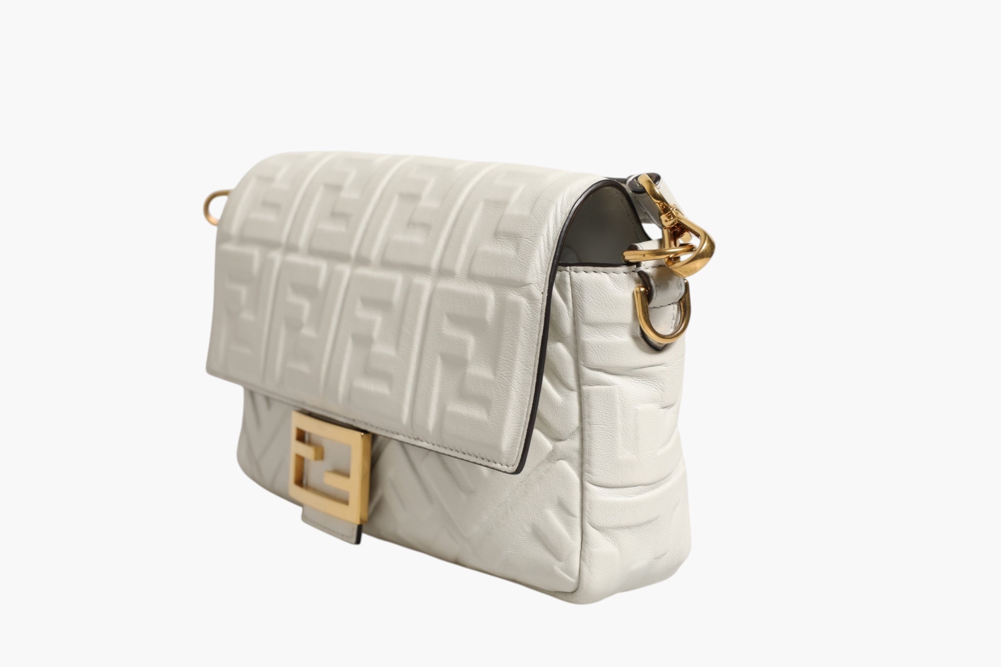 Fendi FF Embossed Baguette Tasche aus Nappaleder