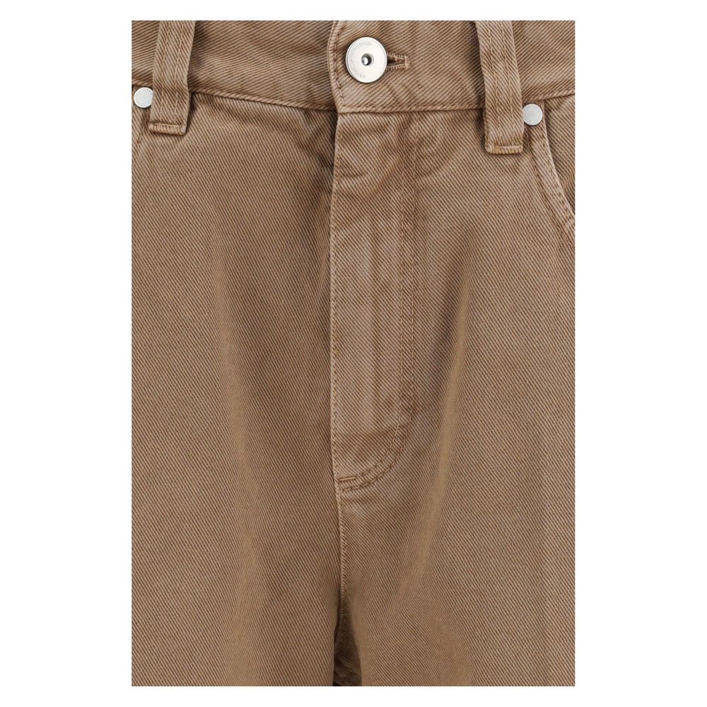 Brunello Cucinelli Braune Straight-Leg Jeans aus Baumwolle