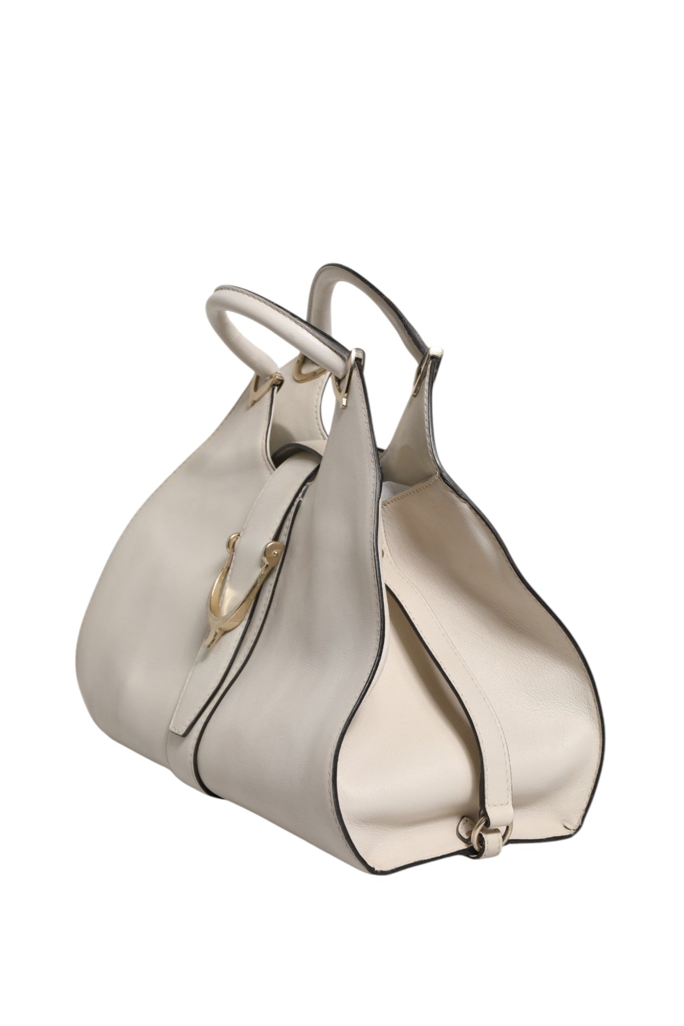 Sac fourre-tout Gucci en cuir blanc avec étrier