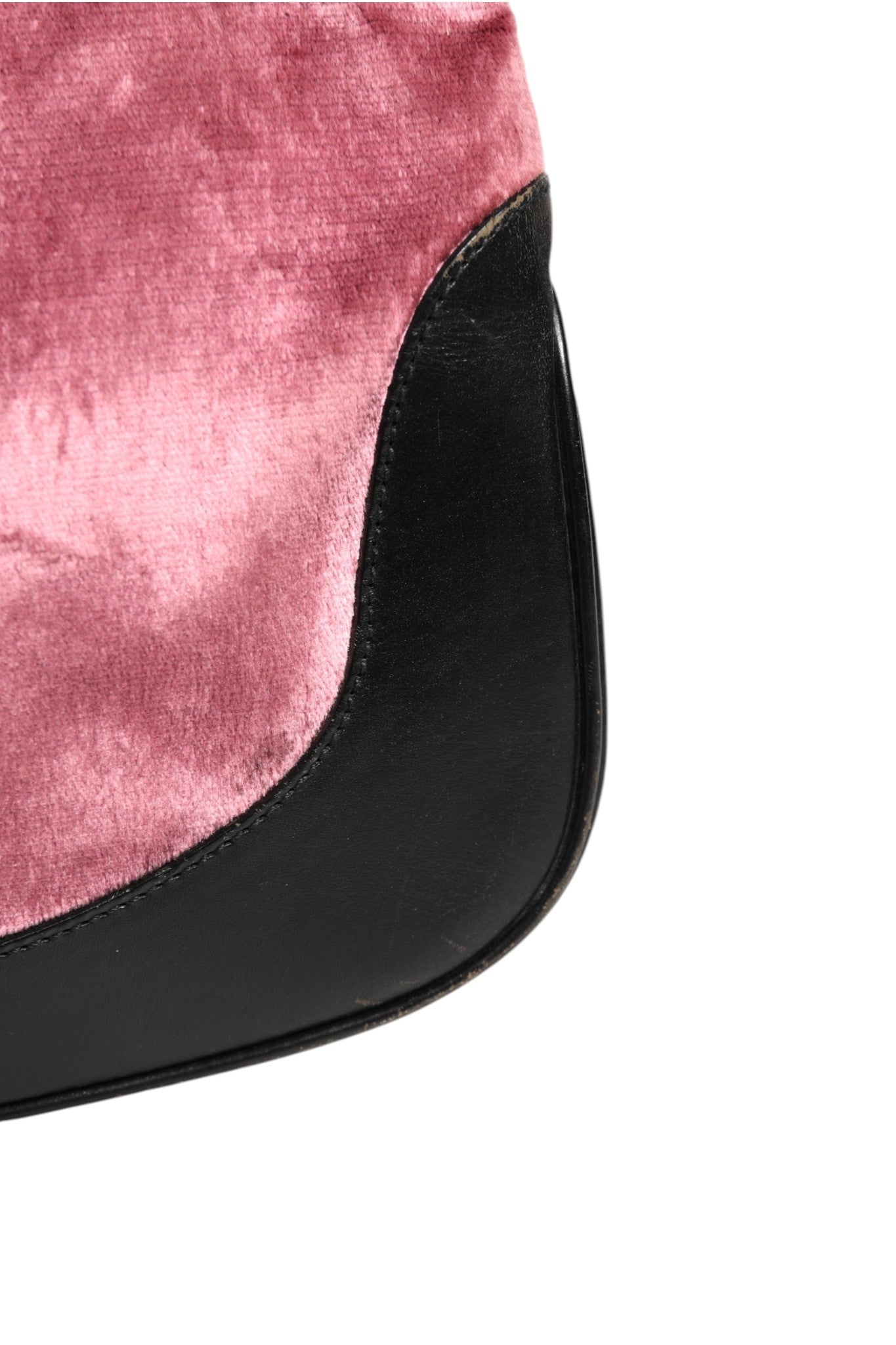 Gucci Jackie Schultertasche aus pinkfarbenem Samt und schwarzem Leder