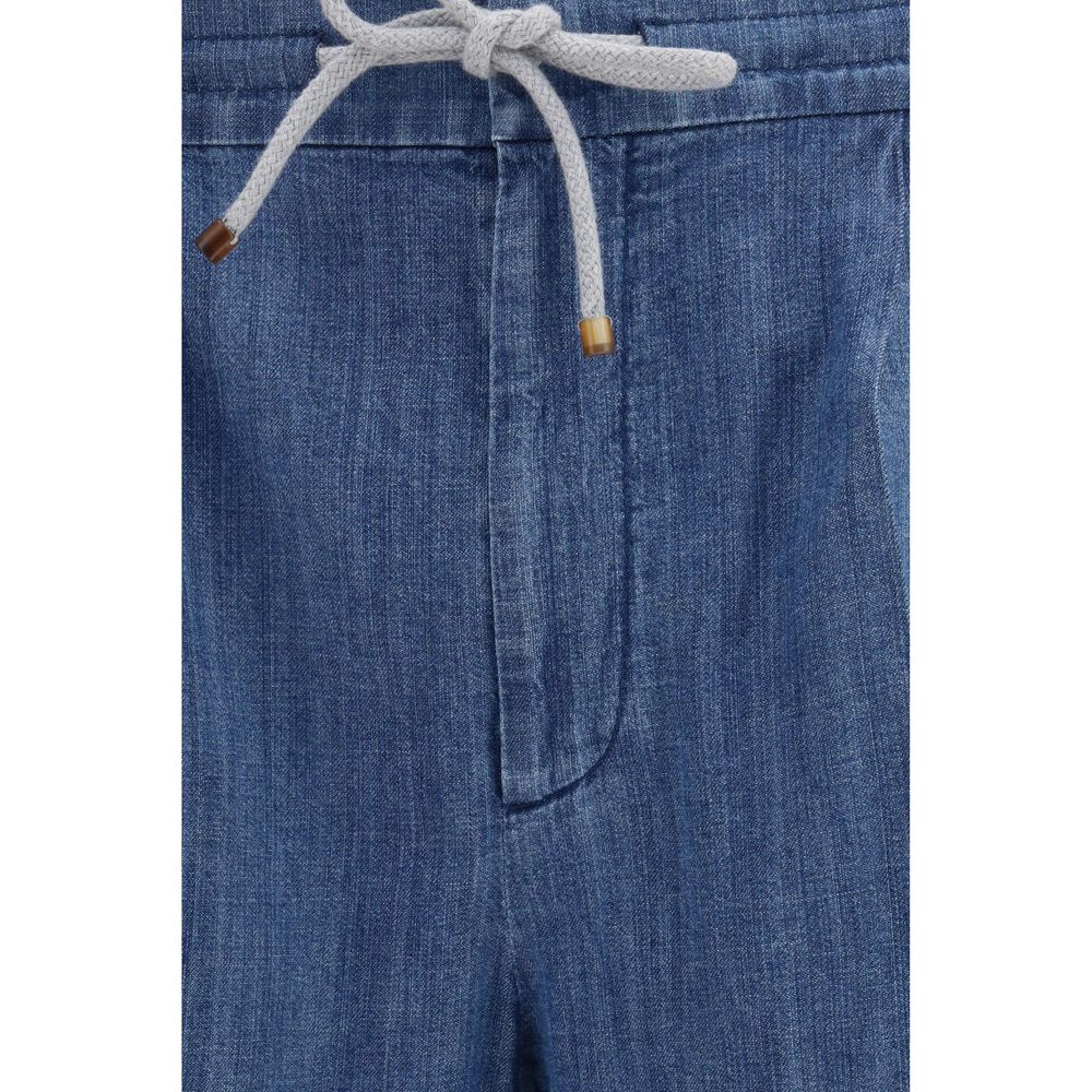 Brunello Cucinelli Blaue Freizeithose aus Baumwolle
