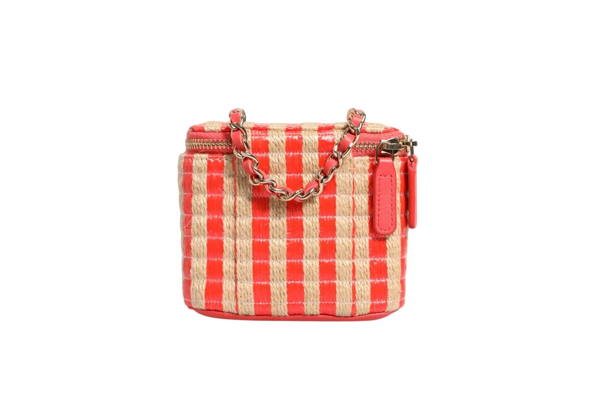 Mini vanity case Chanel en raphia et jute rayé