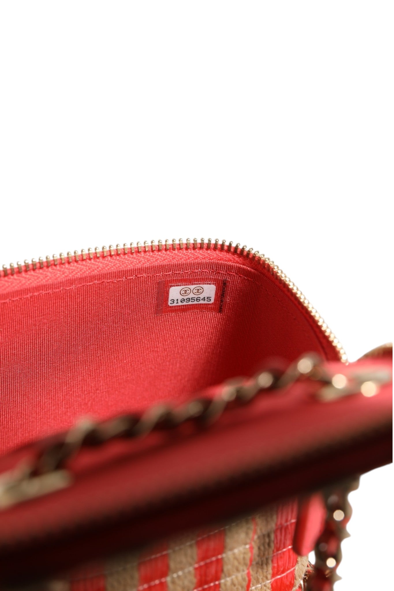 Mini vanity case Chanel en raphia et jute rayé