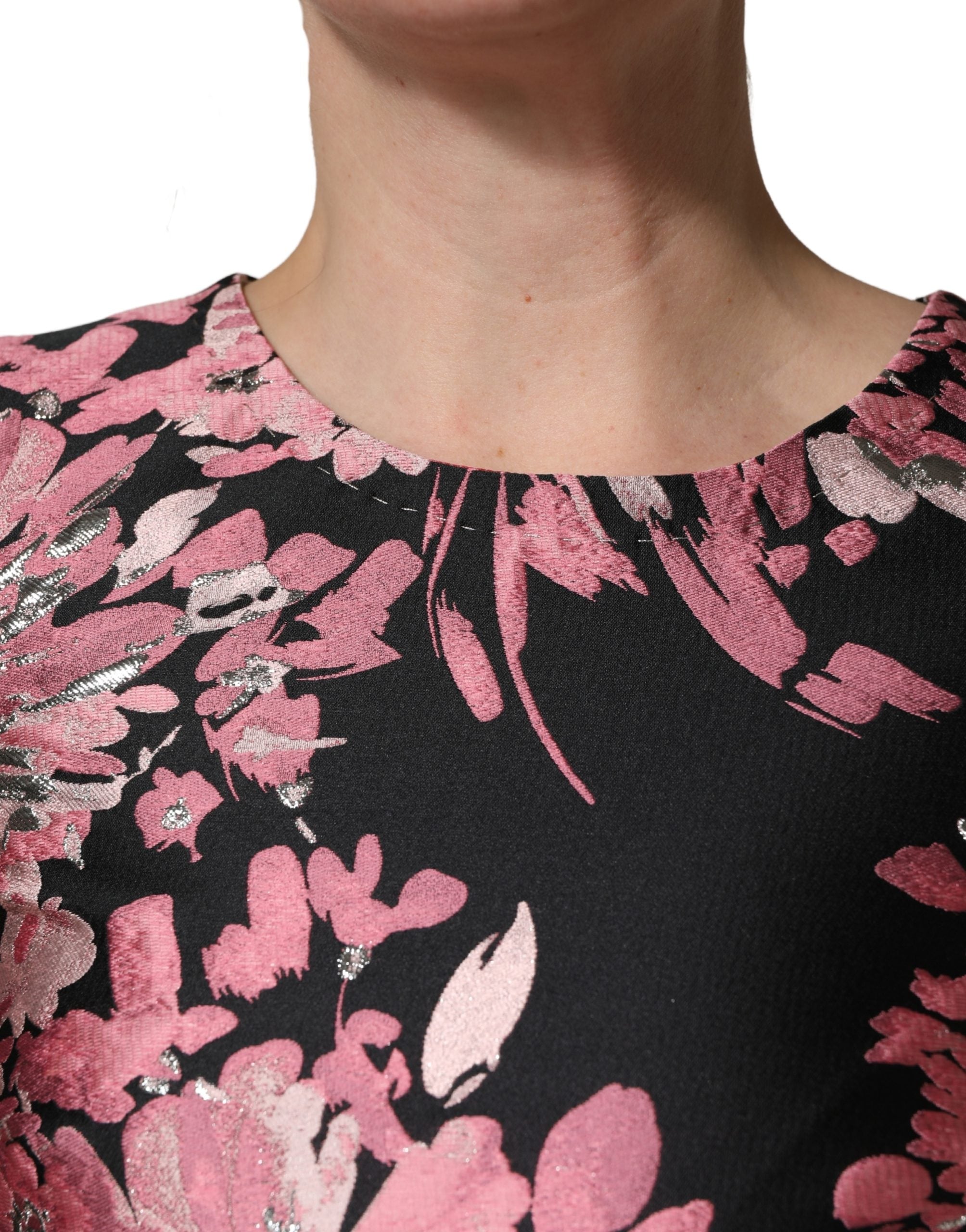 Dolce & Gabbana mehrfarbiges florales Brokat-Mini-A-Linien-Kleid
