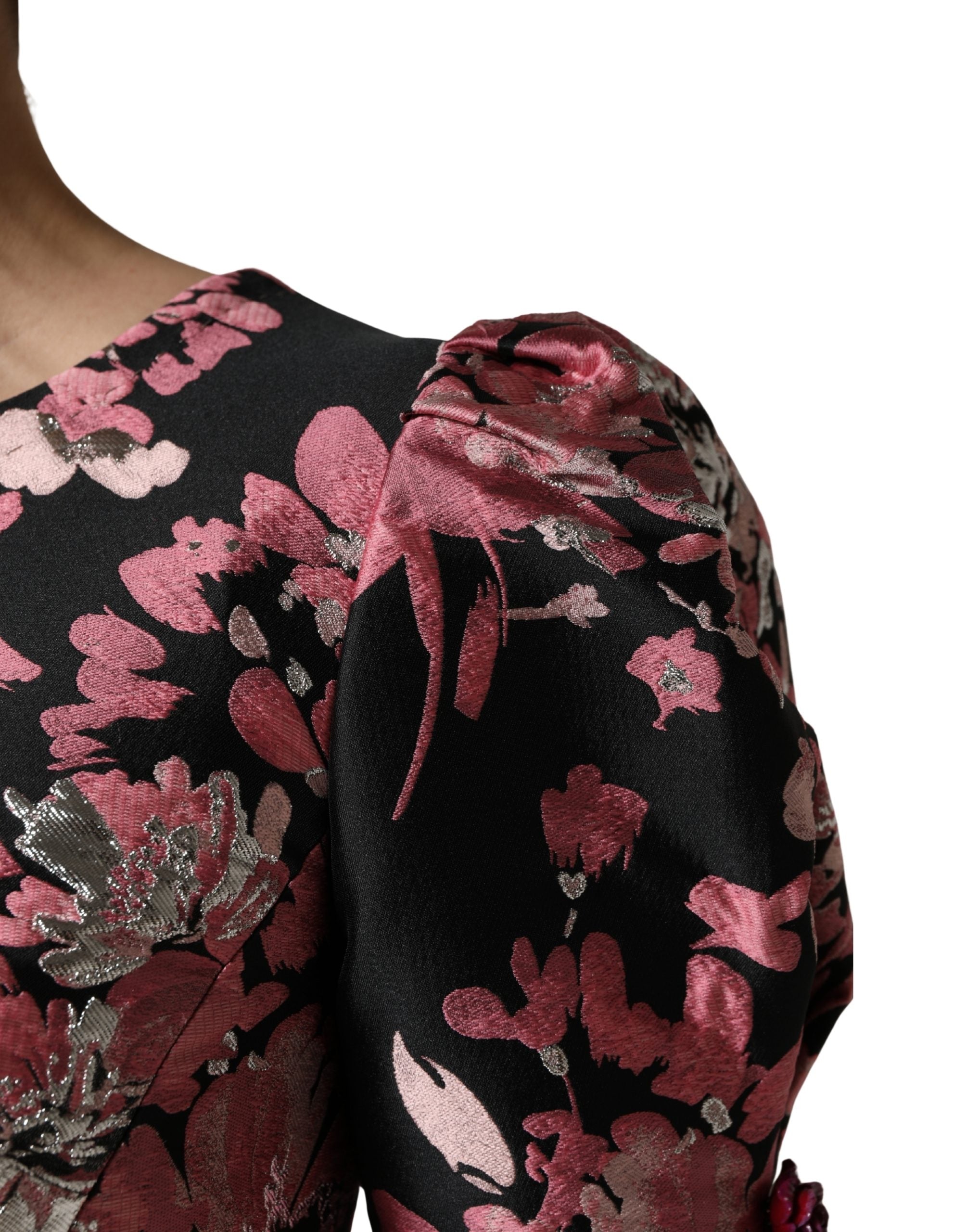 Dolce & Gabbana mehrfarbiges florales Brokat-Mini-A-Linien-Kleid