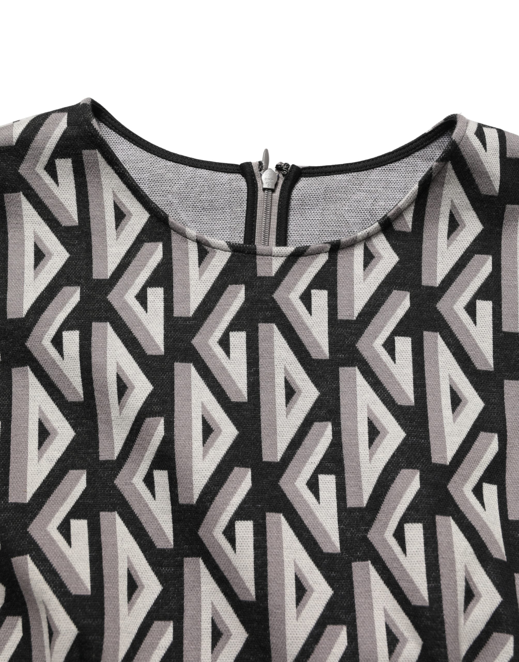 Dolce & Gabbana Schwarzes knielanges Baumwollkleid mit Logo-Print