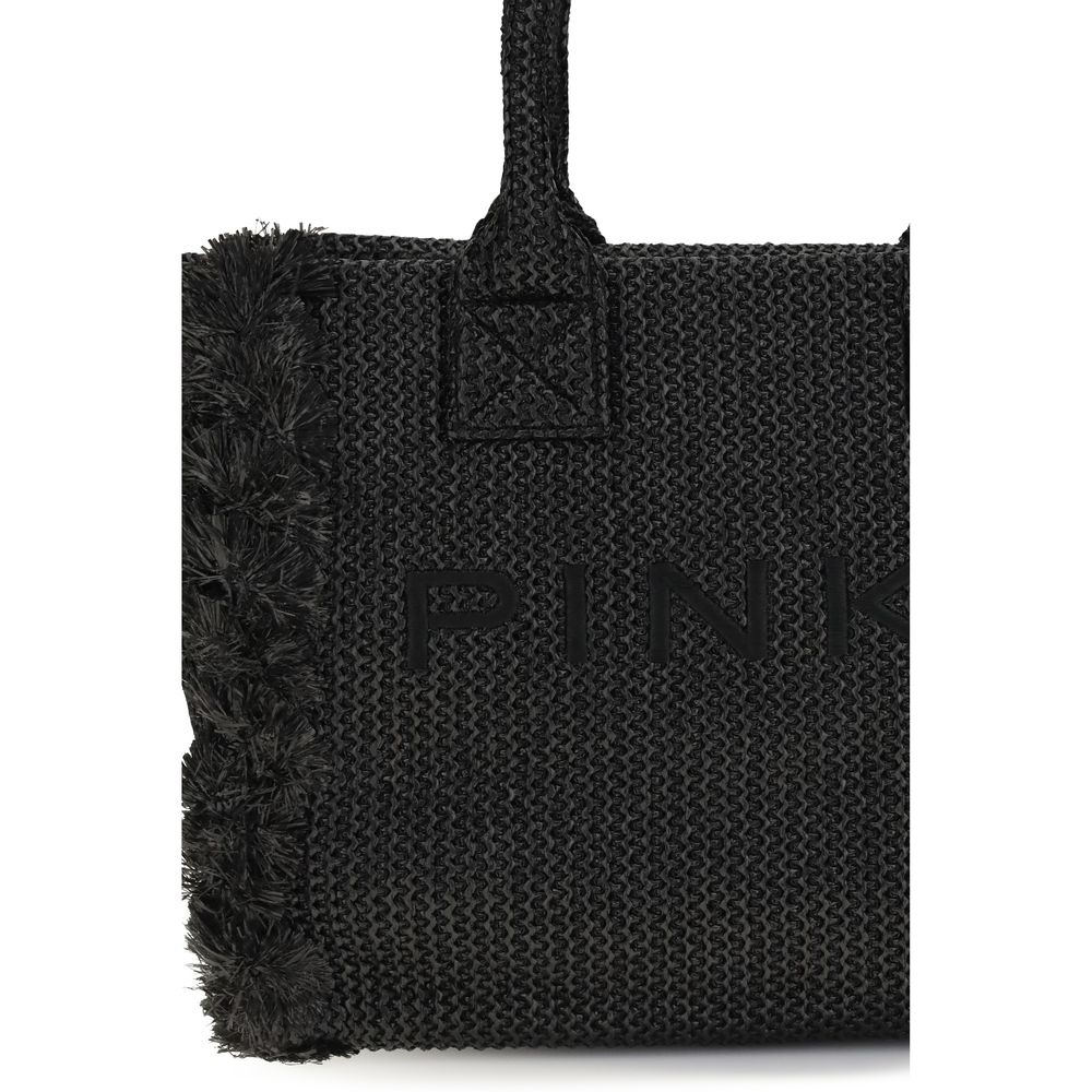 PINKO Schultertasche aus schwarzem Bast