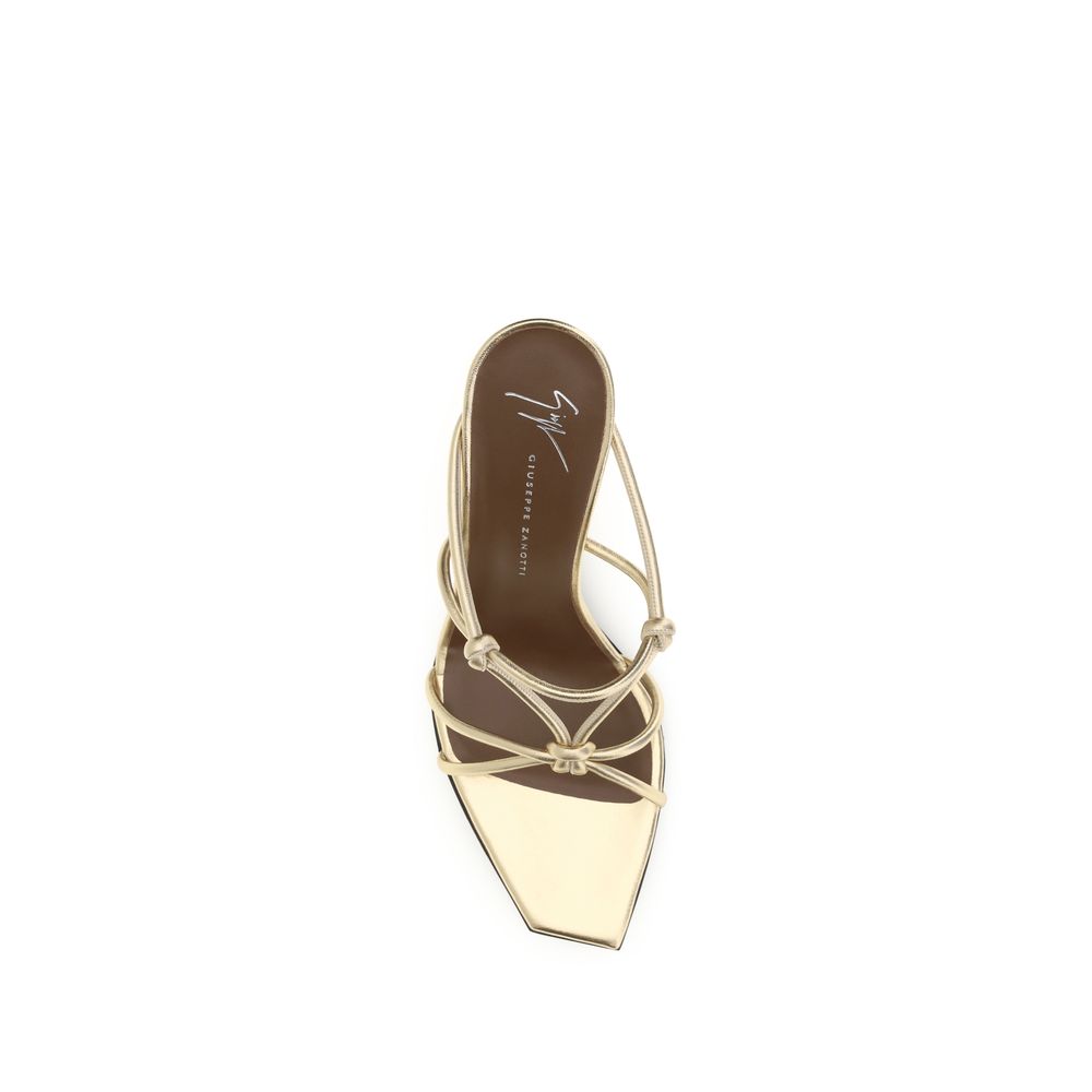 Giuseppe Zanotti Goldfarbenes Kalbsleder Bos Taurus Stiletto-Sandalen