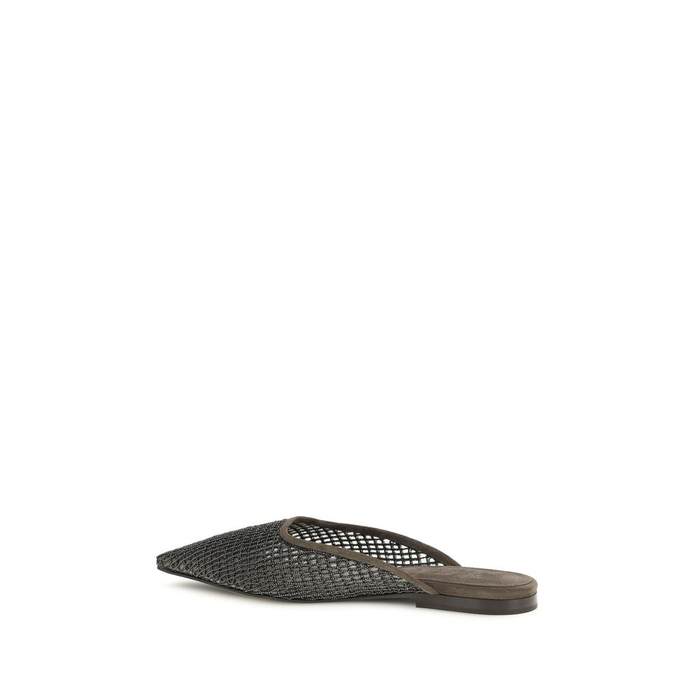 Brunello Cucinelli Braune Ballerinas aus Kalbsleder Bos Taurus