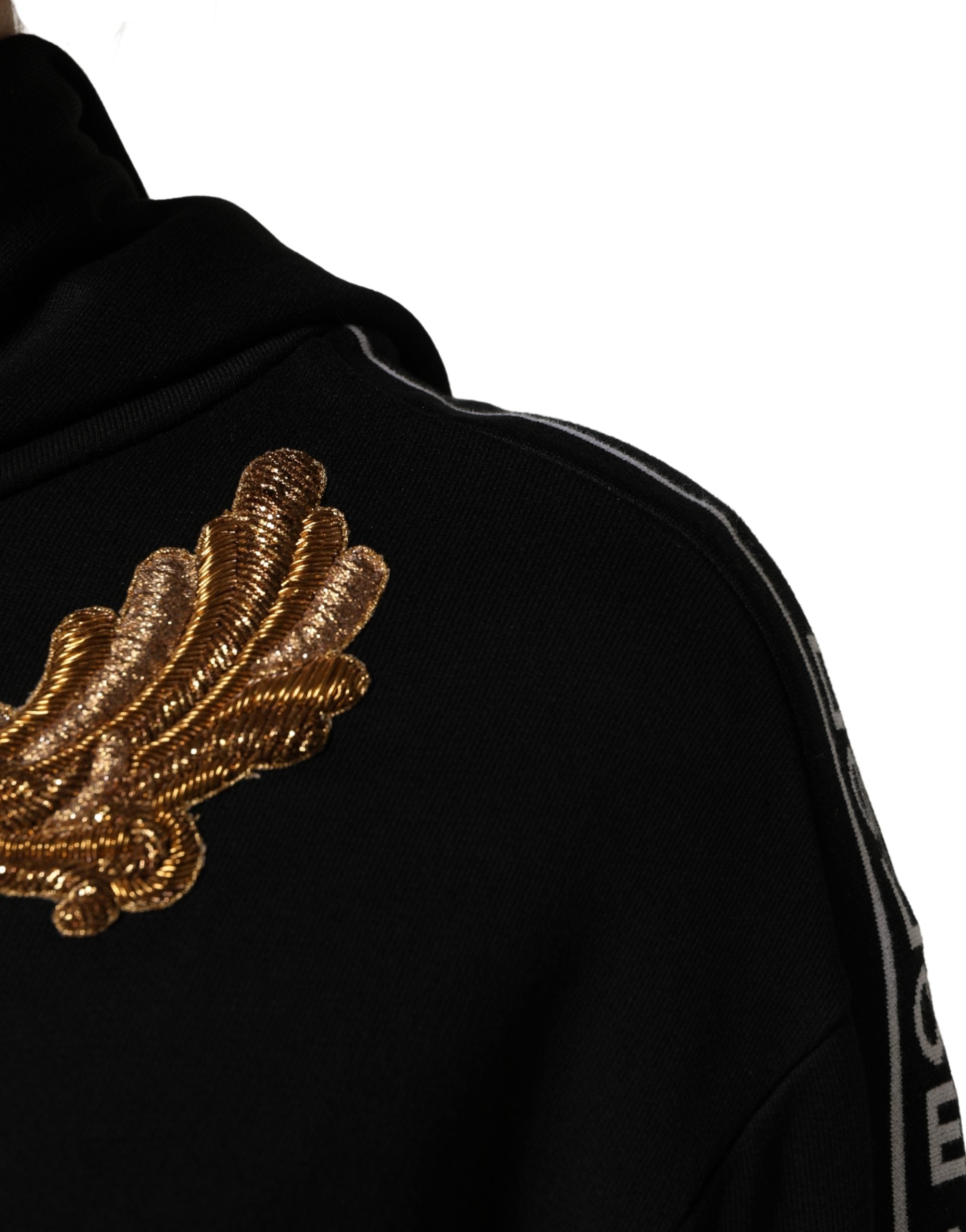 Dolce & Gabbana Schwarzer bestickter Kapuzenpullover mit Quasten