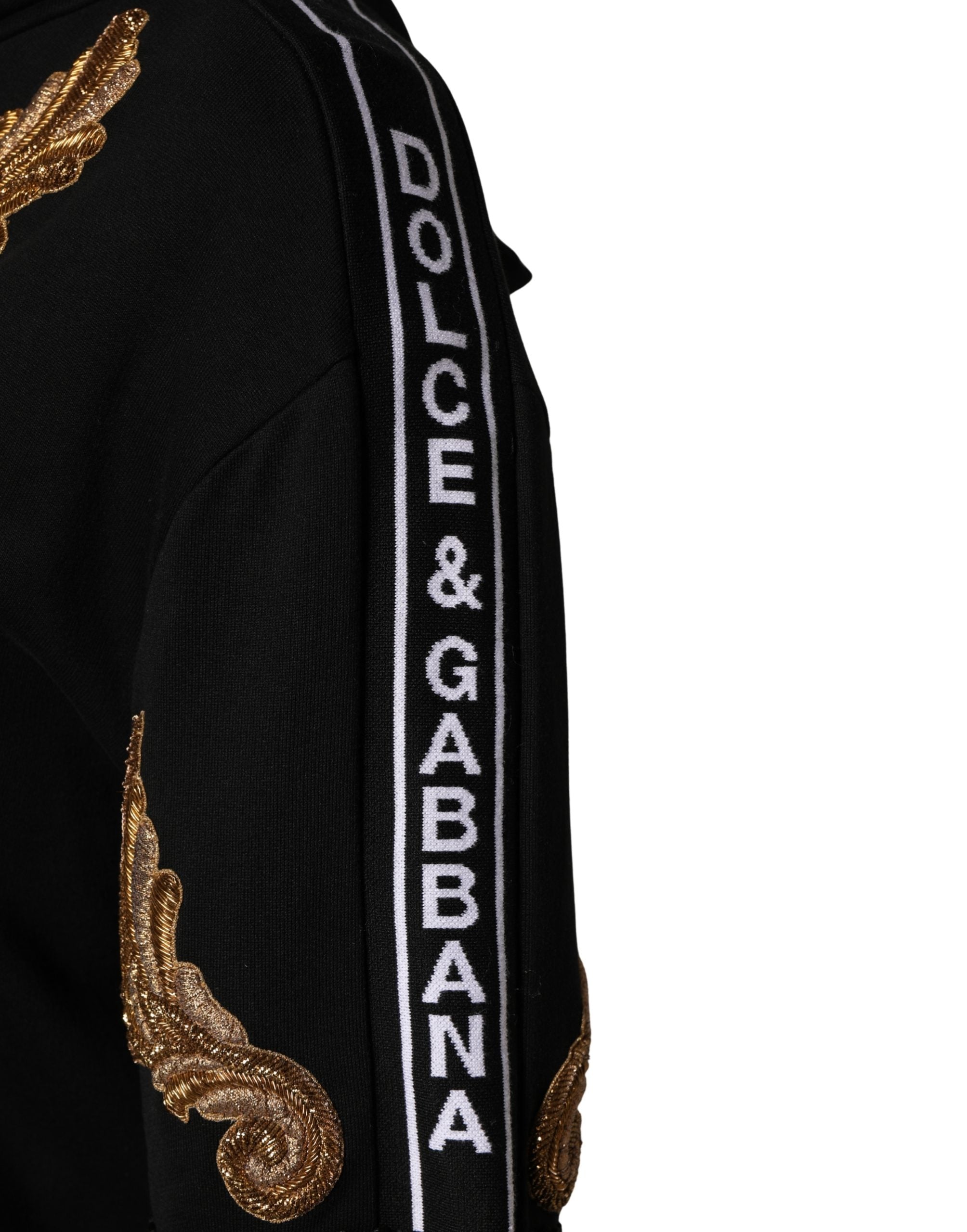 Dolce & Gabbana Schwarzer bestickter Kapuzenpullover mit Quasten