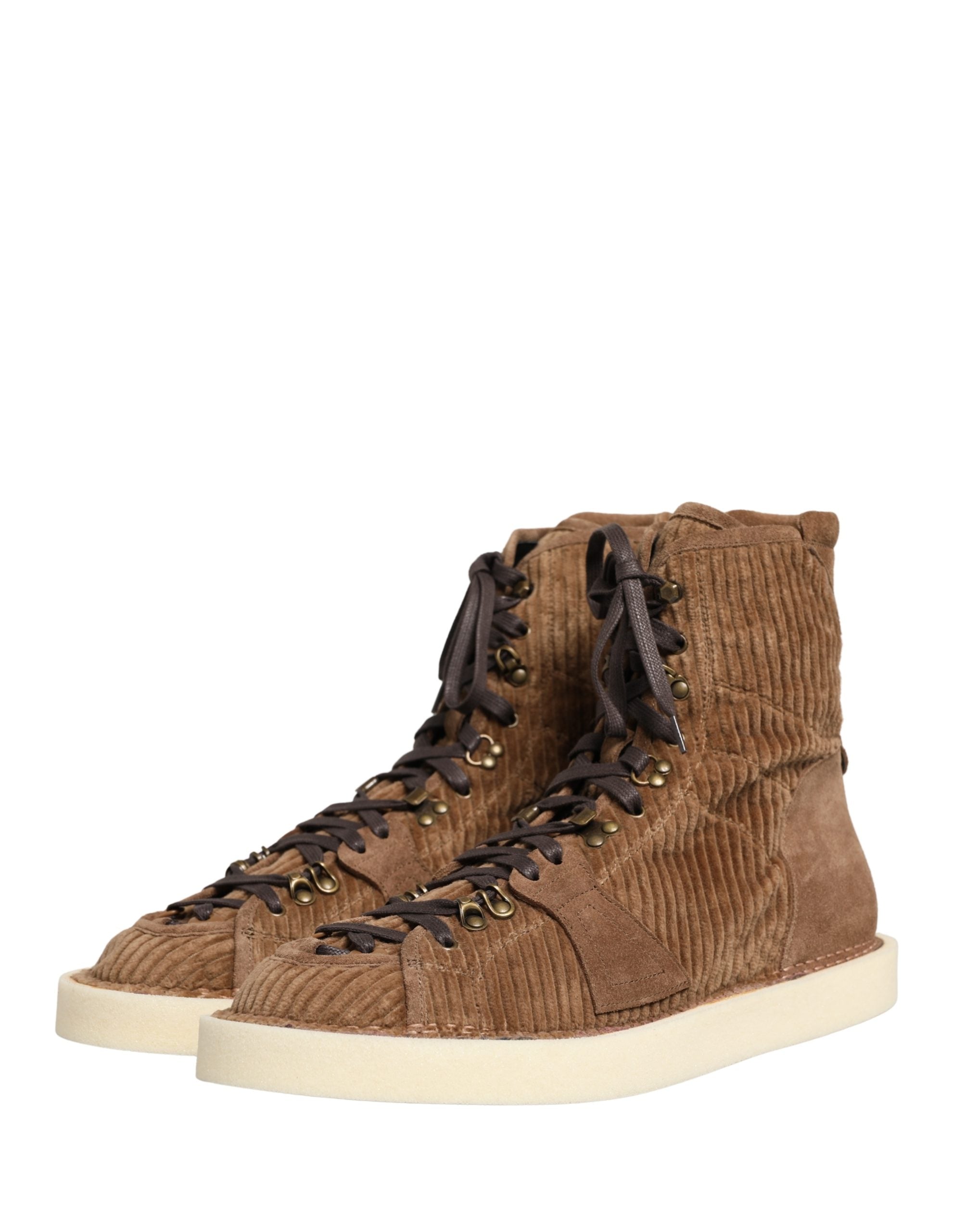 Dolce & Gabbana Braune Cord-High-Top-Oxford-Stiefel