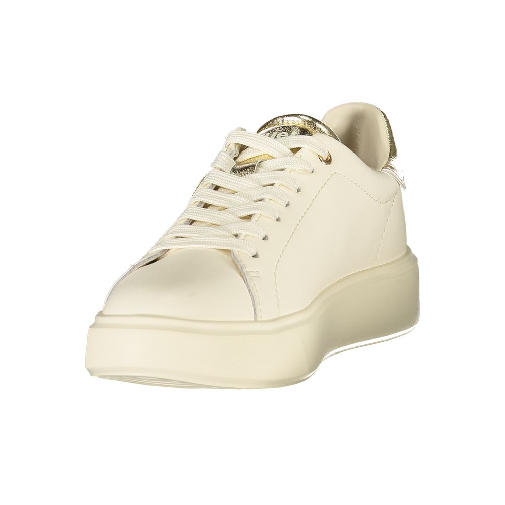 Blauer Beige Damen-Sneaker aus Leder