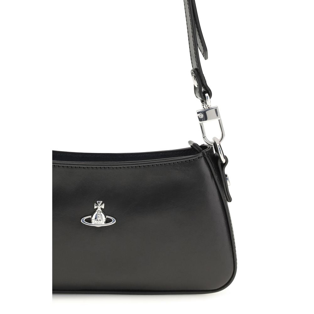 Vivienne Westwood Schultertasche aus schwarzem Kalbsleder Bos Taurus