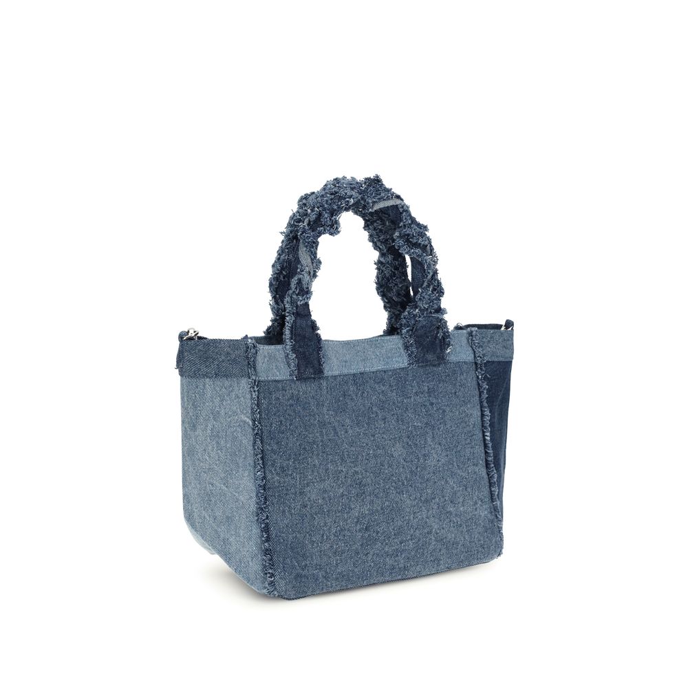 Ganni blaue Handtasche aus Baumwolle