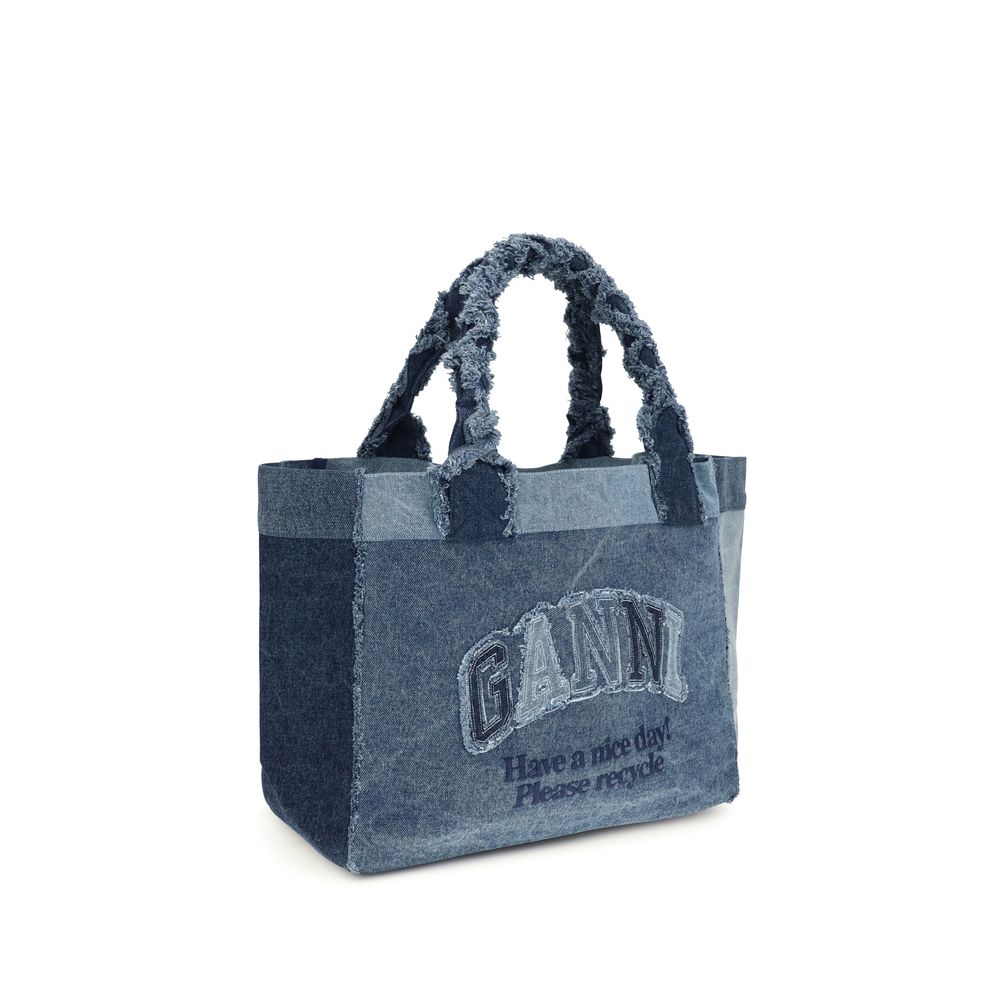 Sac bandoulière Ganni en coton bleu
