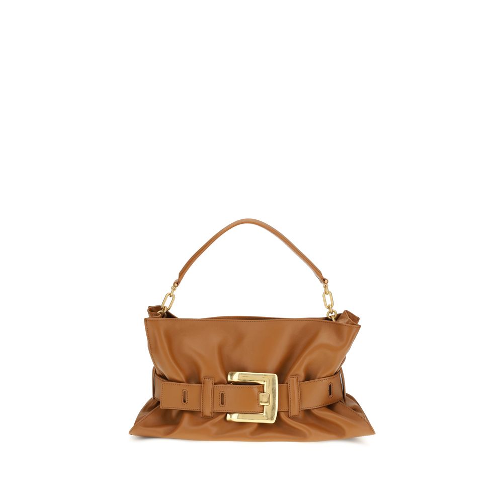 Balmain Brown Calf Leather Bos Taurus Shoulder Bag