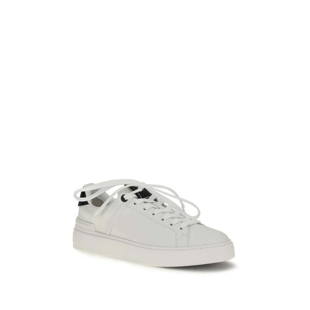 Balmain Schwarze Low-Top-Sneaker aus Kalbsleder Bos Taurus