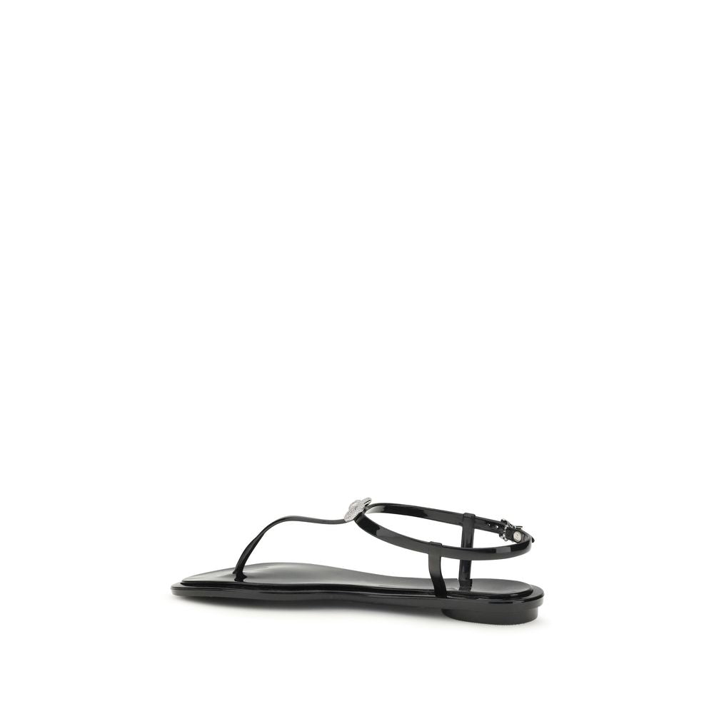 MACH & MACH Schwarze flache Sandalen aus Gummi