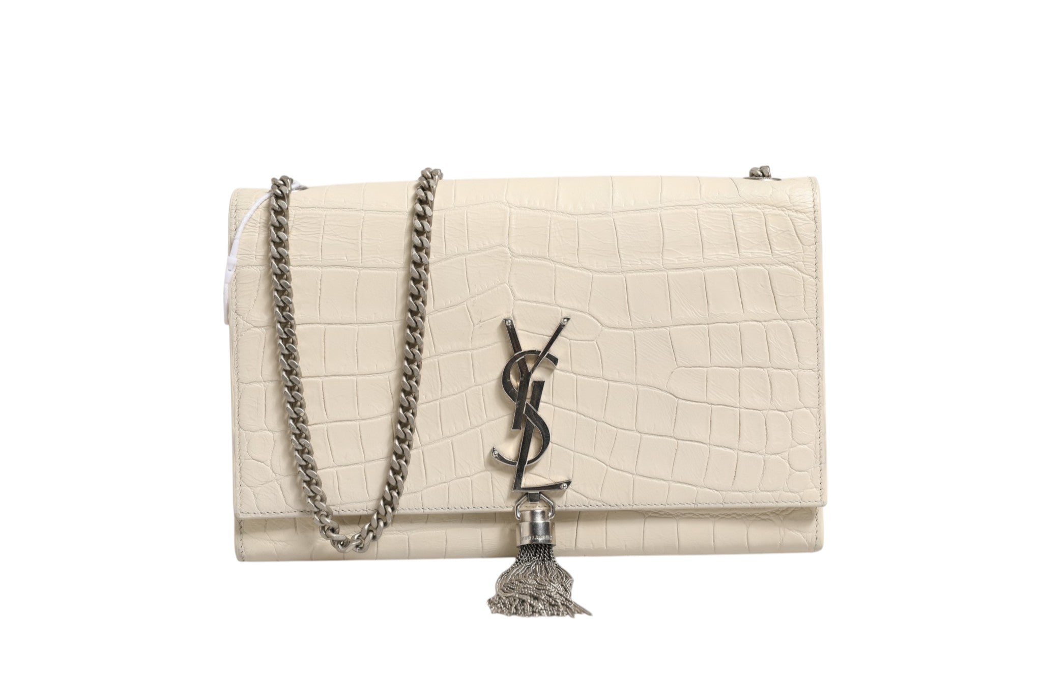 Saint Laurent Kate Tassel Small Croc-Embossed Leather
