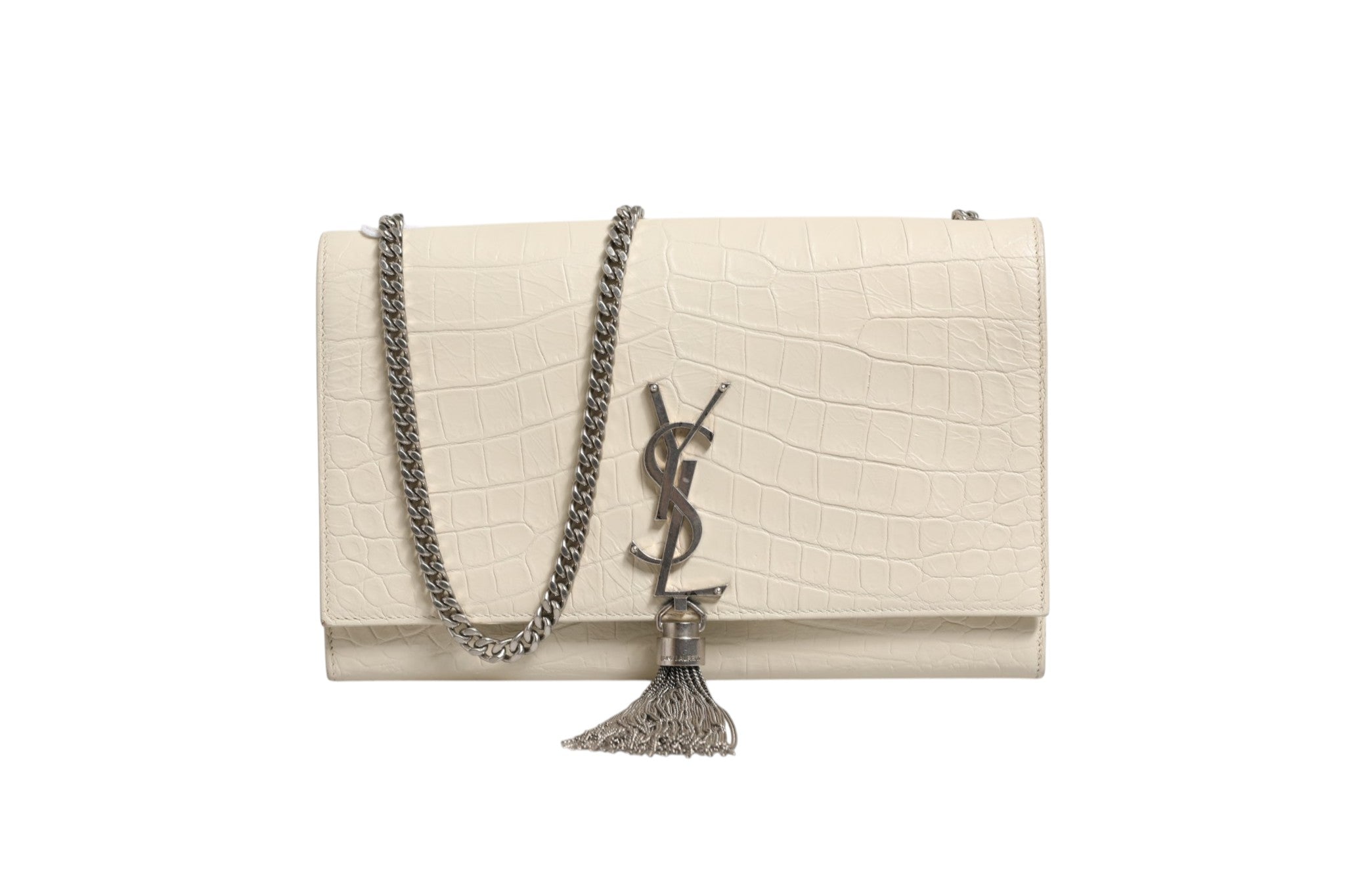 Saint Laurent Kate Tassel Small Croc-Embossed Leather