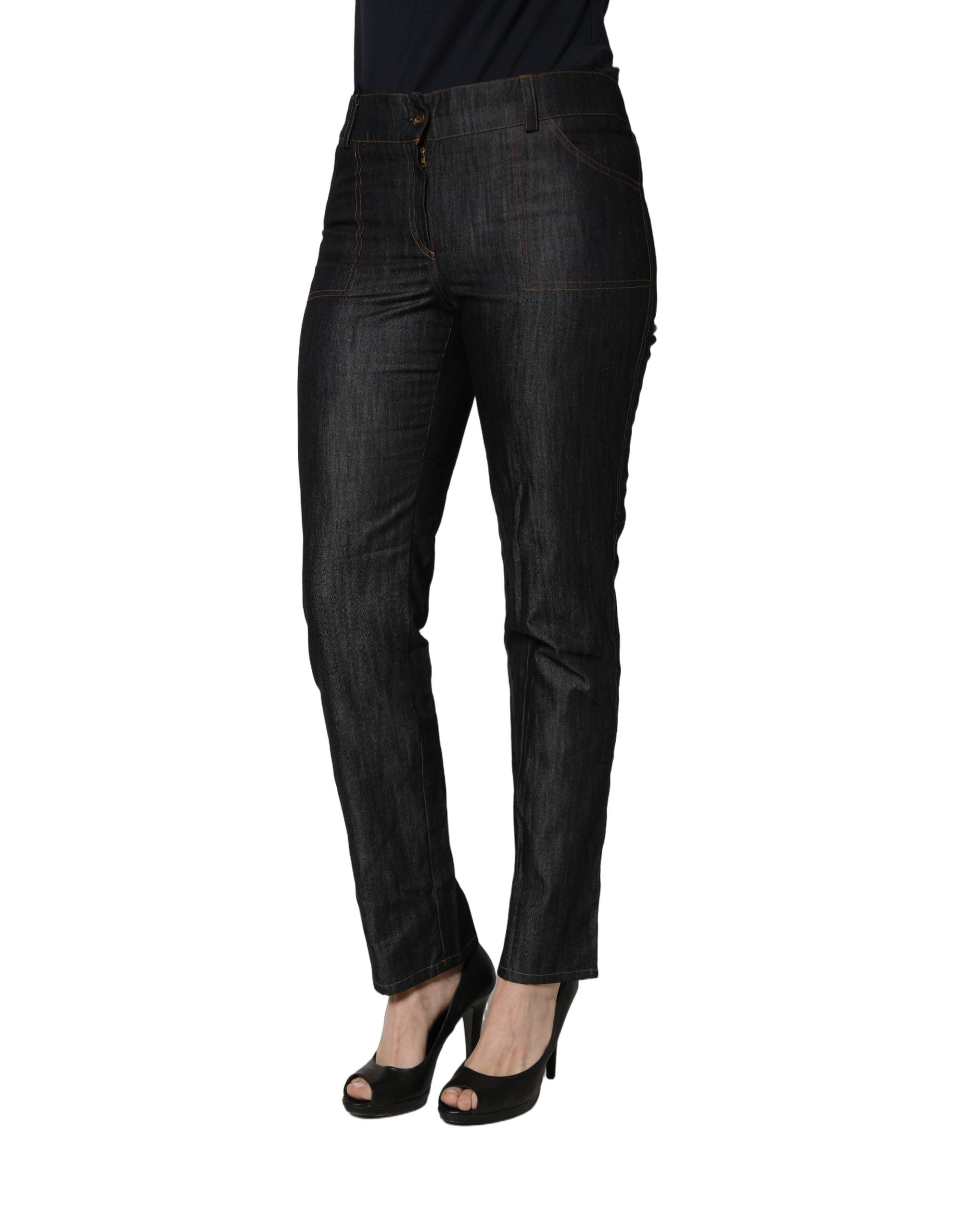 BENCIVENGA Schwarze Baumwoll-Skinny-Jeans mit mittlerer Bundhöhe