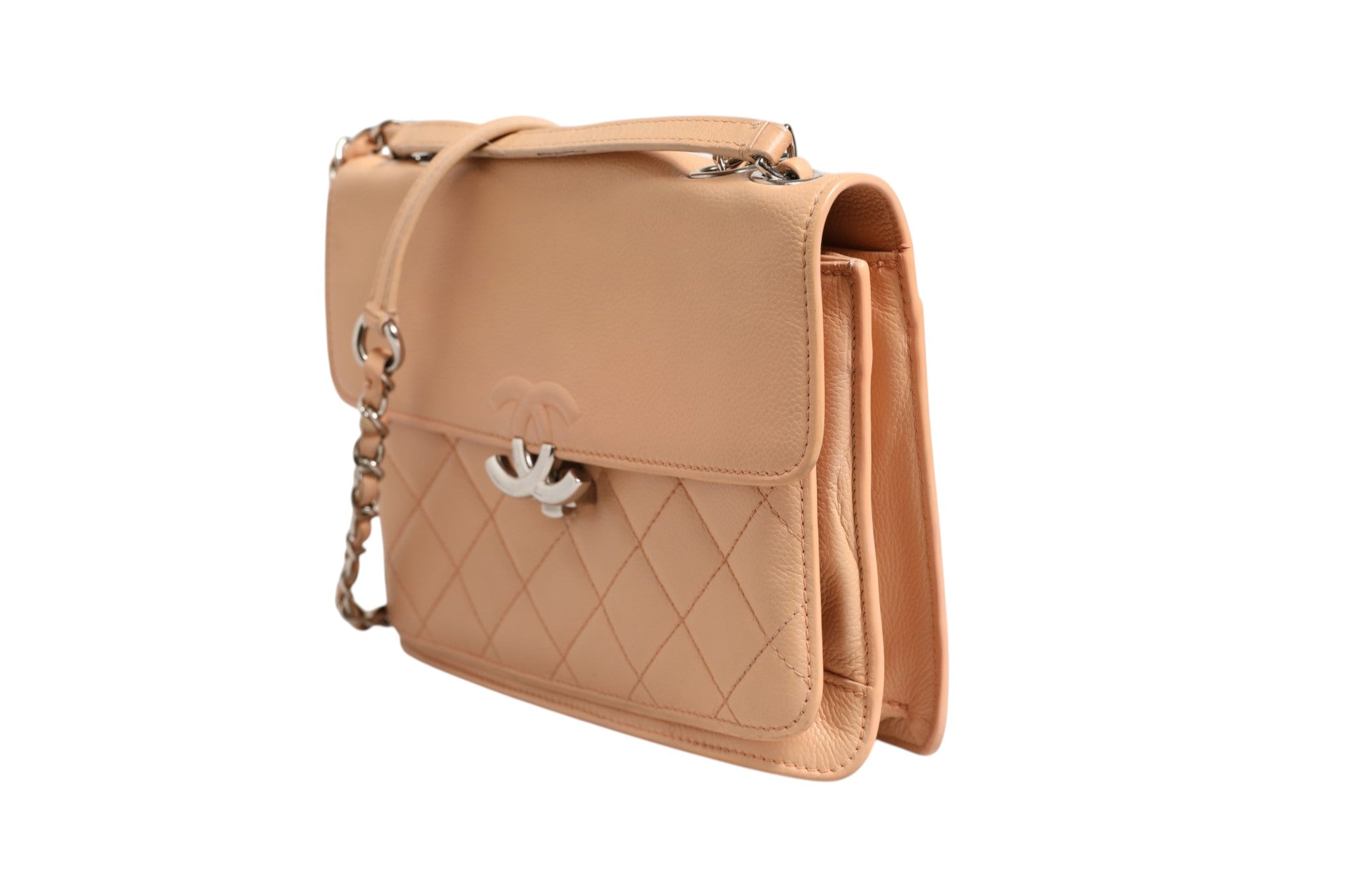 Chanel Kleine CC Box Flap Bag aus gestepptem Ziegenleder
