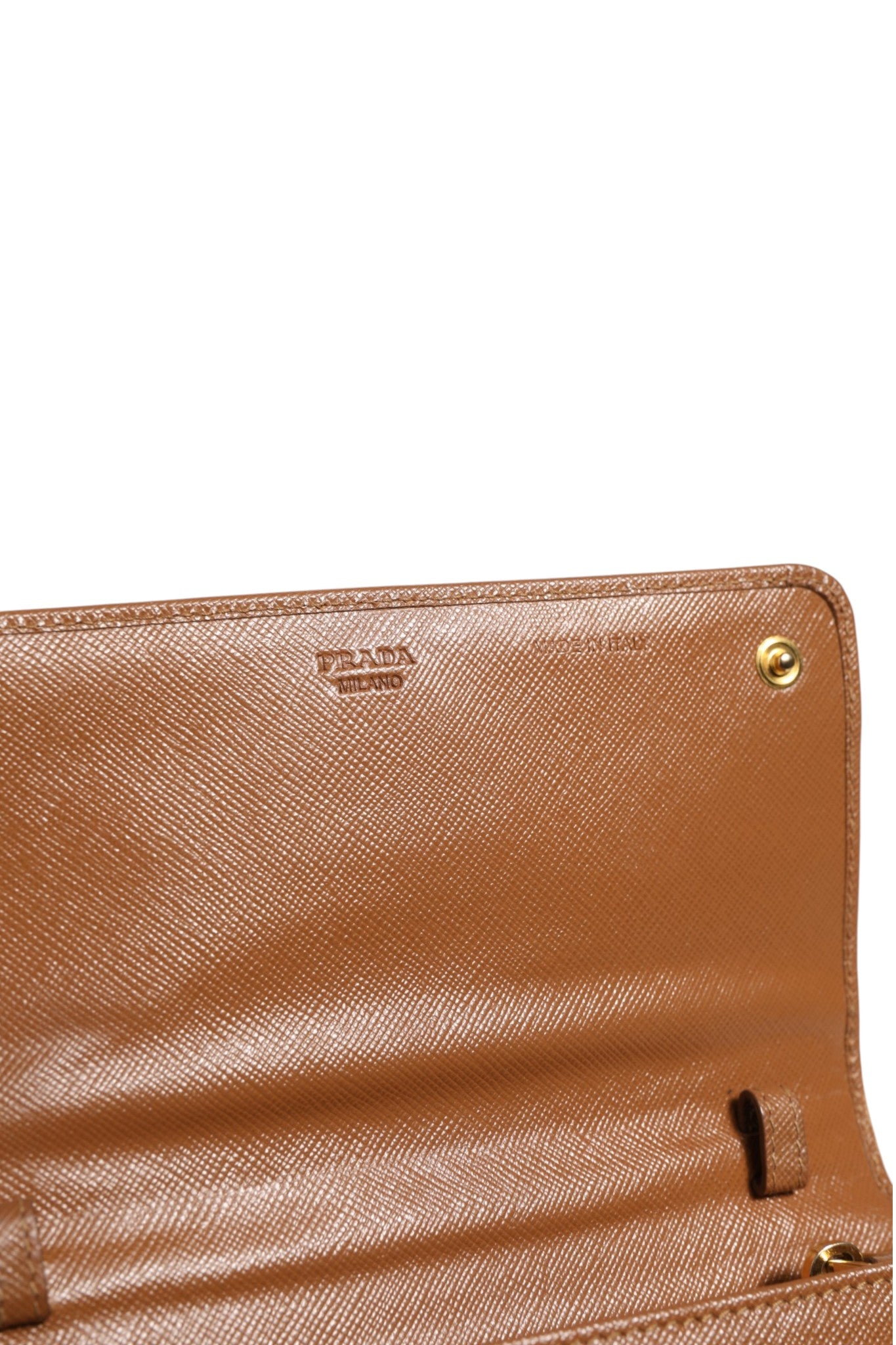 Bandoulière de portefeuille Prada marron et or