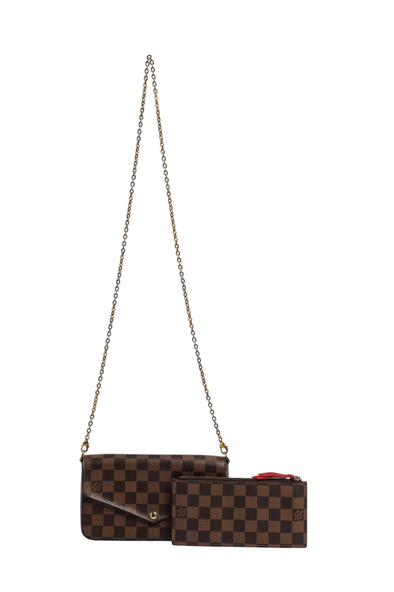 Portefeuille à chaîne Louis Vuitton Damier Ebene Pochette Felice