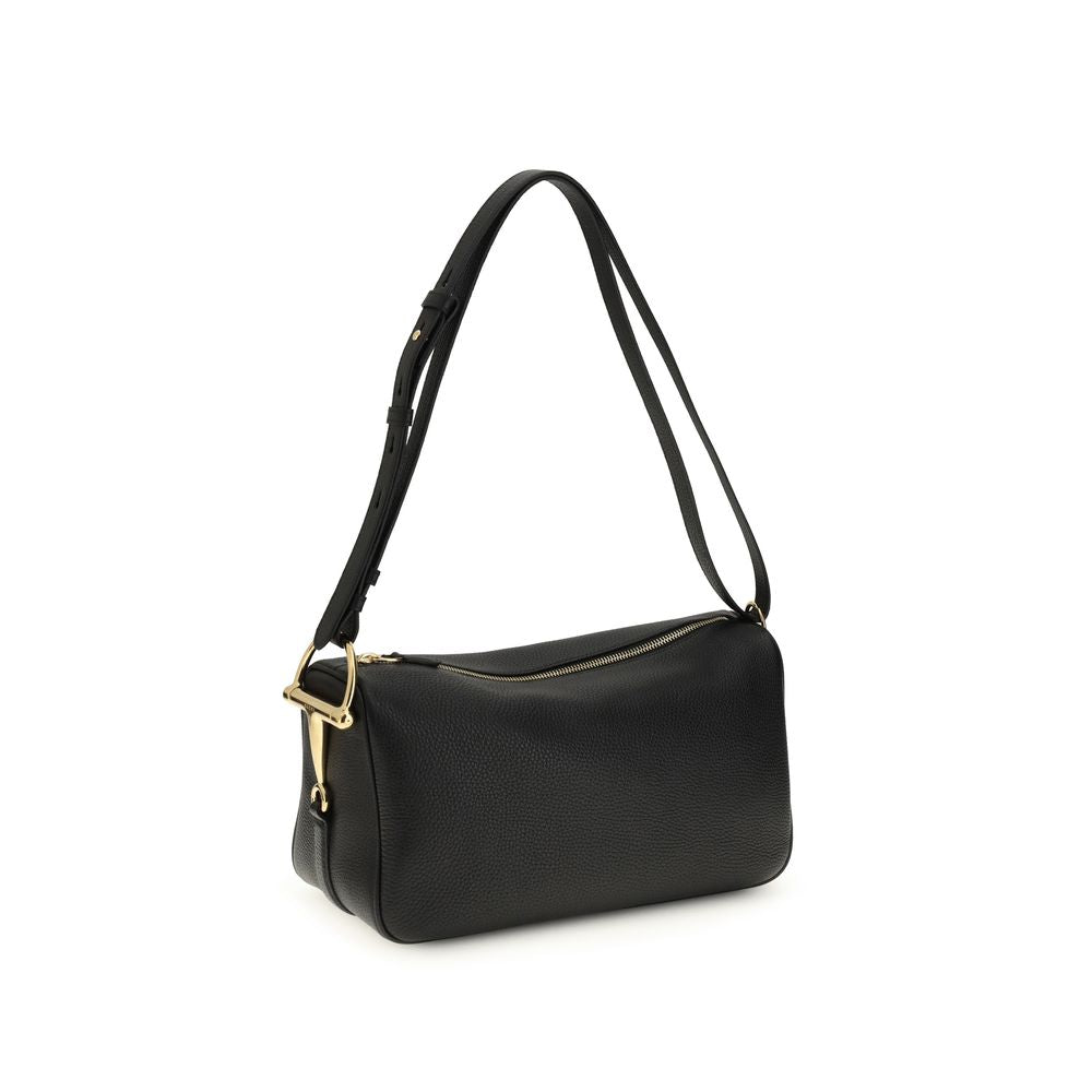 Gucci Schultertasche aus schwarzem Kalbsleder Bos Taurus